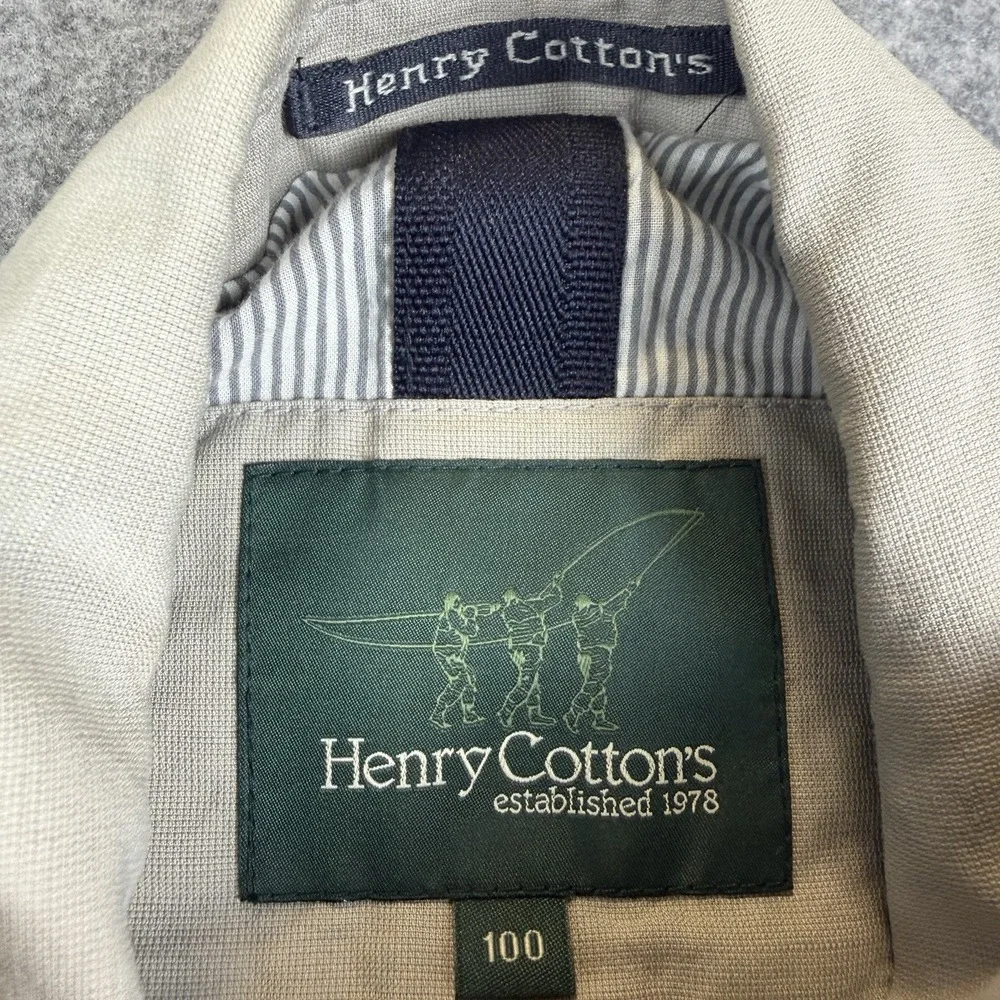 Henry Cottons Men Beige Safari Utility Jacket Blazer Size 100 Large Cotton Coat